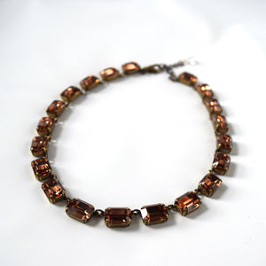 Dark Colorado Topaz Swarovski Collet Necklace - Medium Octagon