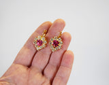 Pink and Crystal Halo Teardrop Earrings