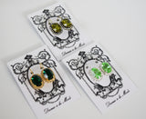 Green Crystal Halo Earrings - Medium Oval Swarovski