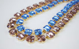 Light Blue and Purple Crystal Collet Necklaces - Medium Square