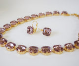 Light Blue and Purple Crystal Collet Necklaces - Medium Square