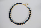 Navy Blue Swarovski Crystal Collet Necklace - Small Octagon