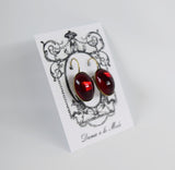 Mirror Back Garnet Red Crystal Earrings