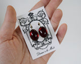 Mirror Back Garnet Red Crystal Earrings