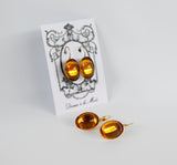 Mirror Back Orange Topaz Crystal Earrings