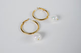 Hoop and Shell Pearl Earrings - Large Hoop