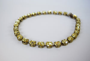 Citrine Yellow Swarovski Crystal Collet Necklace - Small Oval