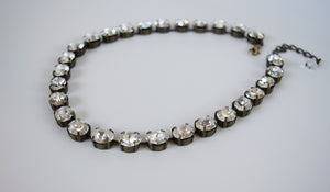 Clear Crystal Swarovski Collet Necklace - Small Oval