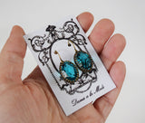 Blue Zircon Swarovski Crystal Crown Earrings