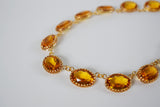 Citrine Swarovski Crystal Collet Necklace - Large Oval