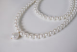 Shell Pearl Necklace - Double Strand with Teardrop