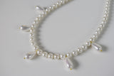 Shell Pearl Necklace with Teardrops