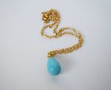 Edwardian Turquoise Pendant Necklace - Coral, Pearl, Turquoise Teardrop