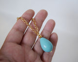 Edwardian Turquoise Pendant Necklace - Coral, Pearl, Turquoise Teardrop