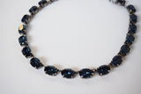 Navy Blue Swarovski Crystal Necklace - Medium Oval