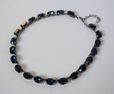 Navy Blue Swarovski Crystal Necklace - Medium Oval