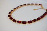 Ruby Red Collet Necklace - Medium Octagon