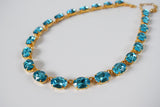 Aquamarine Blue Swarovski Crystal Necklace - Medium Oval