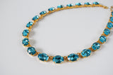 Aquamarine Blue Swarovski Crystal Necklace - Medium Oval