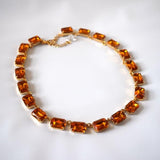 Orange Topaz Collet Necklace - Medium Octagon