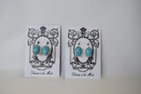 Glass Turquoise Earrings - Medium Oval - SALE