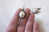 Pearl Cabochon Earrings with Crown Settings - Large Oval