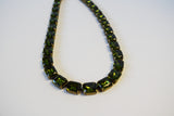 Olive Green Crystal Collet Necklace - Small Octagon