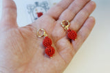 Red Coral Cluster Dangle Earrings