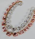 Light Pink Crystal Collet Necklace - Large Octagon