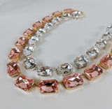 Light Pink Crystal Collet Necklace - Large Octagon