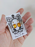 Golden Topaz Swarovski Crystal Earrings - Small Octagon