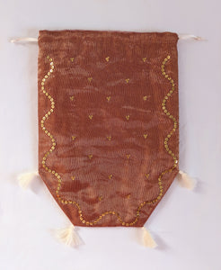 Reticule - Spangled Pink/Gold Organza