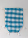 Reticule with Tassels - Blue and White check