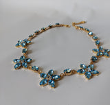 Floral Necklace - Aquamarine Swarovski Teardrops