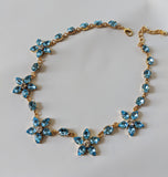 Floral Necklace - Aquamarine Swarovski Teardrops