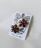 Floral Earrings - Garnet Round Crystals