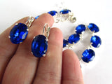 Sapphire Blue Crystal Riviere Necklace - Medium Oval