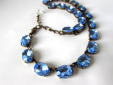 Light Blue Crystal Riviere Necklace - Medium Oval