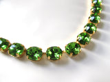 Peridot Green Riviere Necklace - Small Oval