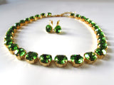 Peridot Green Riviere Necklace - Small Oval