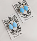 Light Blue Turquoise Earrings - Large Oval, Large Teardrop