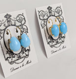 Light Blue Turquoise Earrings - Large Oval, Large Teardrop