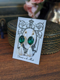 Emerald Crystal and Pearl Earring - Medium Oval Stone, medium Pearl