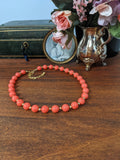 Coral Necklace - Empress Josephine with Golden Beads