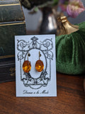 Orange Topaz Crystal Earrings - Medium Oval