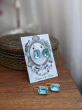 SALE! Aquamarine Swarovski Crystal Earrings - Medium Octagon