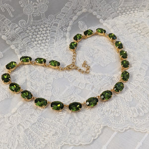 Olive Green Riviere Necklace - Medium Oval