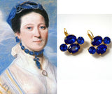 Reproduction 18th Century Georgian Paste Earrings, Sapphire Blue 18th Century Earrings