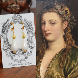 SALE! Renaissance Pearl and Gold Earrings - Titian Inspired