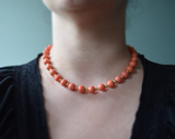 Coral Necklace - Empress Josephine with Golden Beads